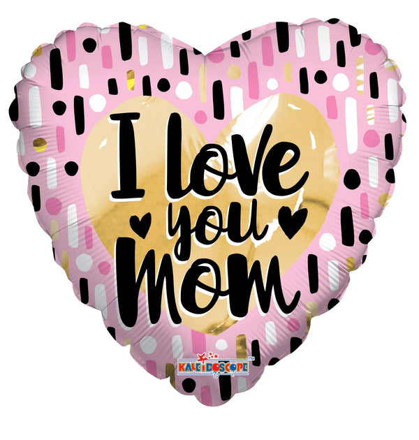 Foil Balloon Love You Mom Gold & Pink 18inch - balloonsplaceusa