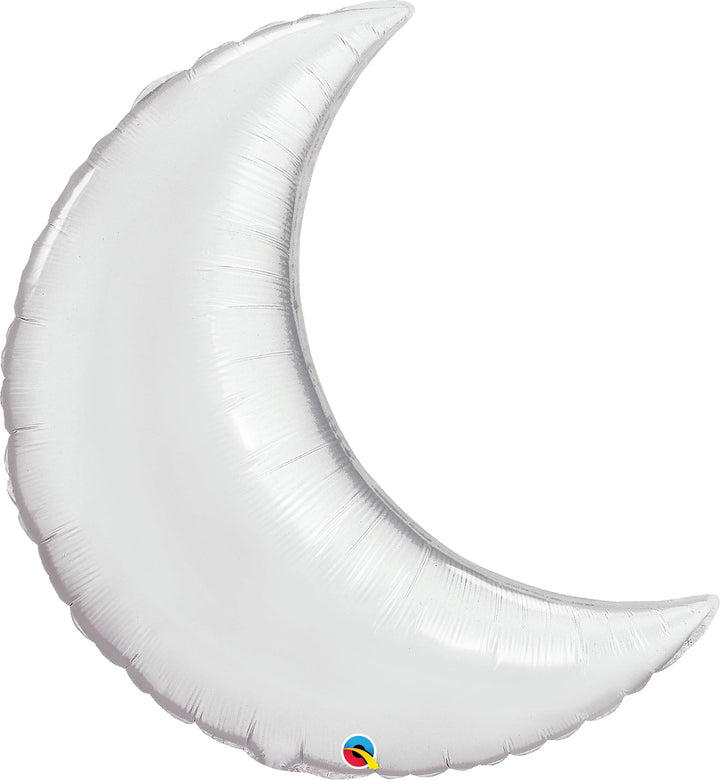 Foil Balloon Metallic Silver Crescent Moon 35inch - balloonsplaceusa