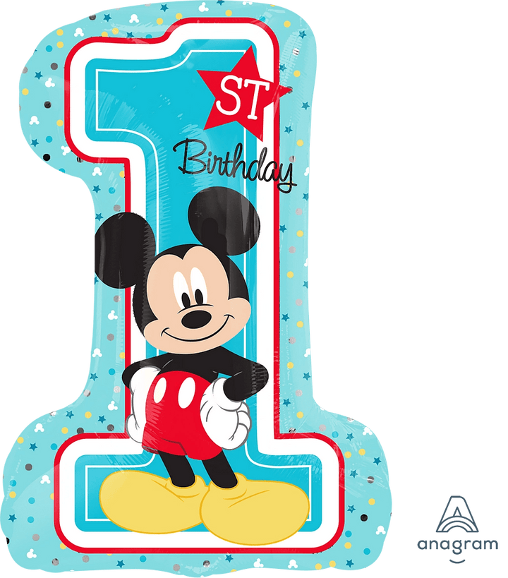 Foil Balloon Mickey 1st Birthday Supershape 28inch - balloonsplaceusa