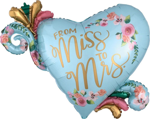 Foil Balloon Miss To Mrs, Mint To Be 32inch - balloonsplaceusa