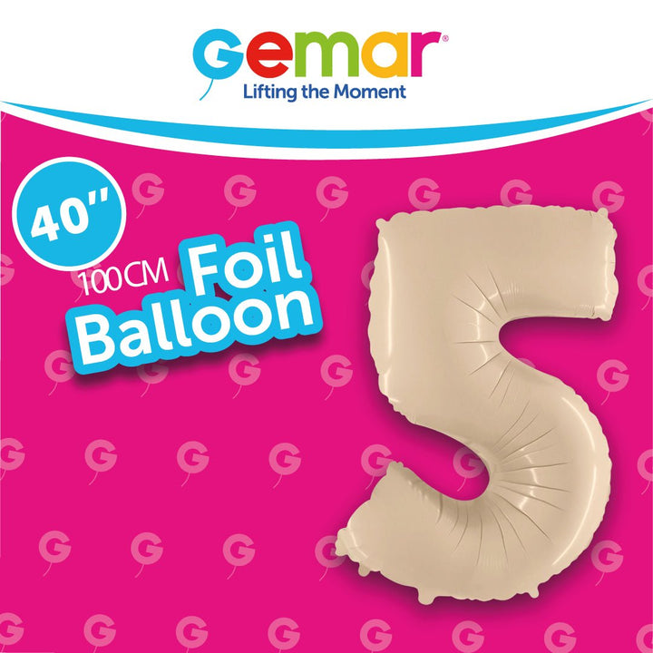 Foil Balloon Number Satin Cream 40inch - balloonsplaceusa