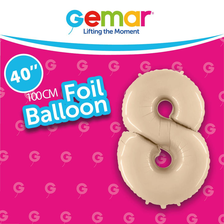 Foil Balloon Number Satin Cream 40inch - balloonsplaceusa