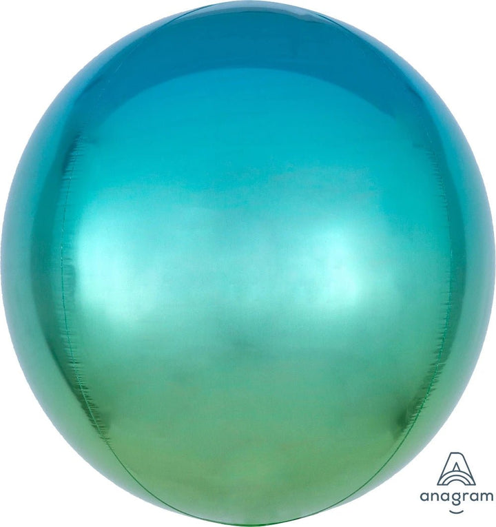 Foil Balloon Ombré Blue &Amp; Green Orbz 16inch - balloonsplaceusa