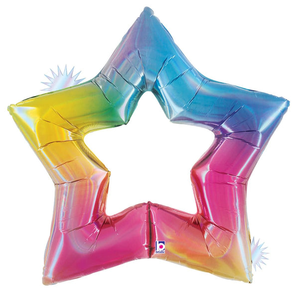 Foil Balloon Opal Rainbow Star 48inch - balloonsplaceusa