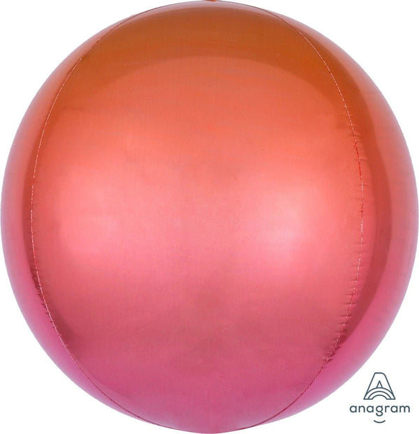 Foil Balloon Pastel Red &Amp; Orange Ombre Orbz 16inch - balloonsplaceusa