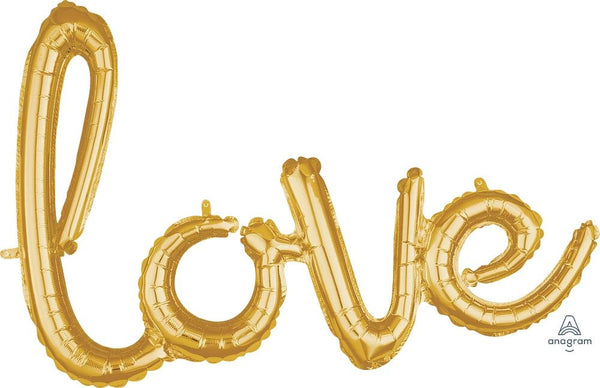 Foil Balloon Phrase Love In Gold 31inch - balloonsplaceusa
