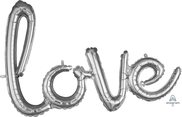 Foil Balloon Phrase Love In Silver 31inch - balloonsplaceusa