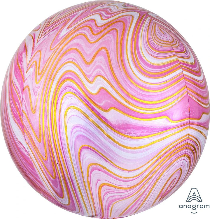 Foil Balloon Pinkmarblez Orbz 16inch - balloonsplaceusa