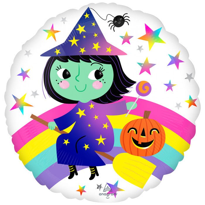 Foil Balloon Rainbow Witch Halloween 18inch - balloonsplaceusa