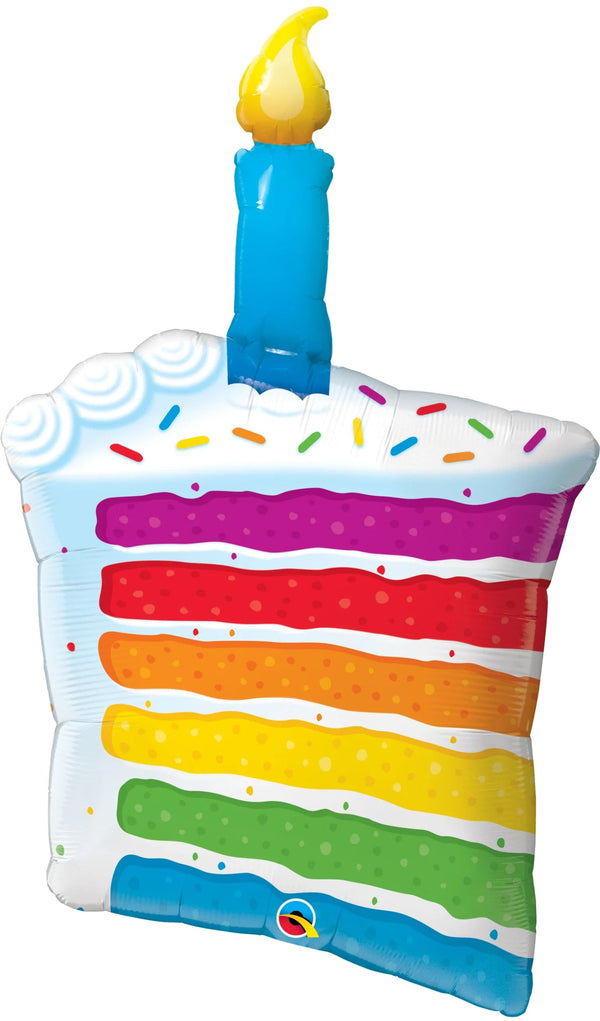 Foil Balloon Rainbown Cake Slice 42inch - balloonsplaceusa