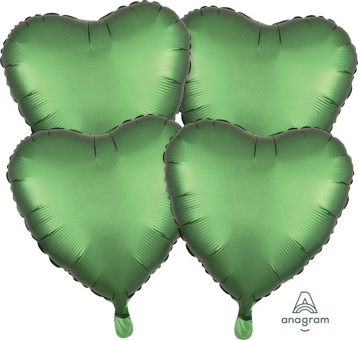 Foil Balloon Satin Luxe Emerald Heart 18inch - balloonsplaceusa