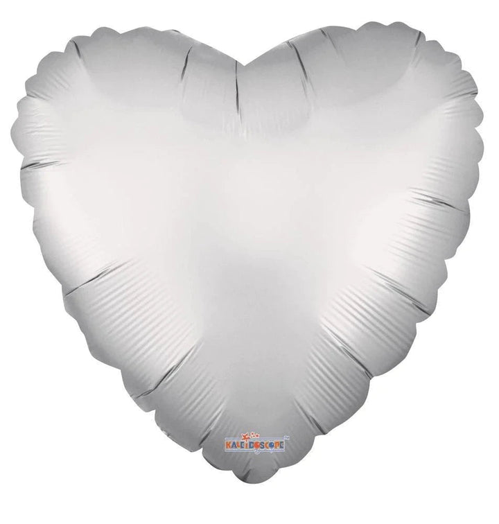 Foil Balloon Satin Luxe MattePlatinium Heart 18inch - balloonsplaceusa