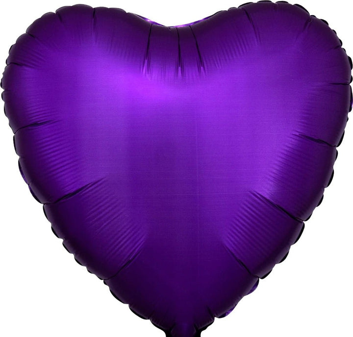 Foil Balloon Satin Luxe Purple Royale Heart 18inch - balloonsplaceusa