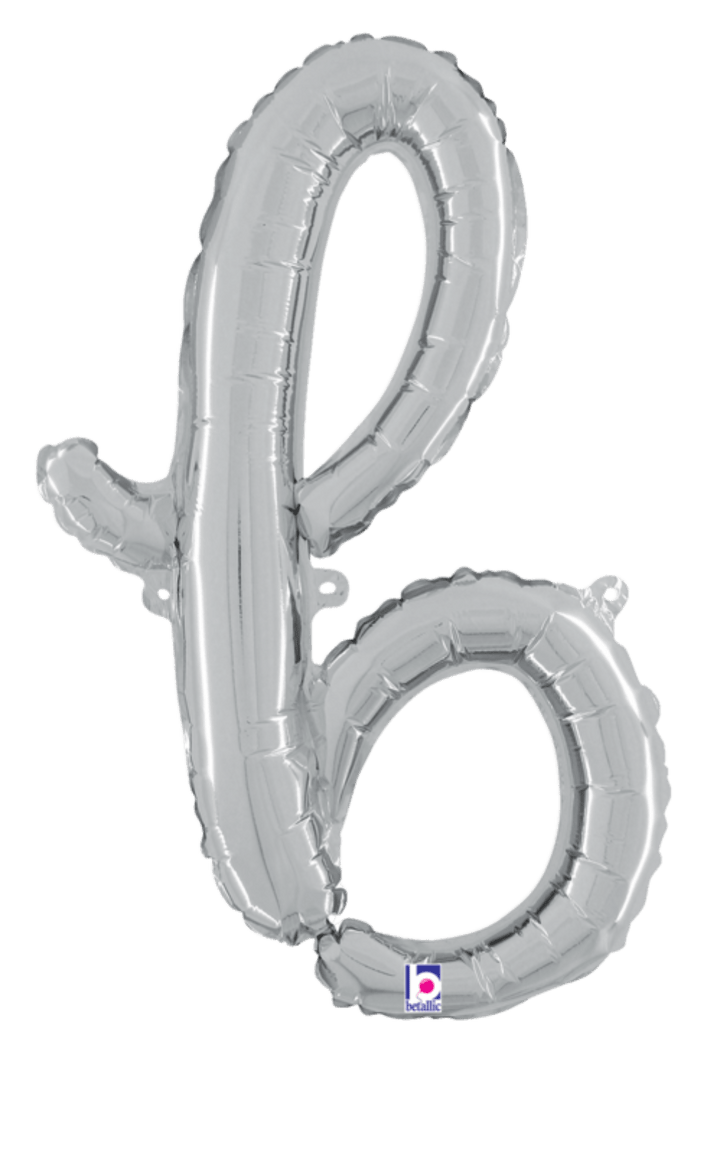 Foil Balloon Script Letter Silver - balloonsplaceusa