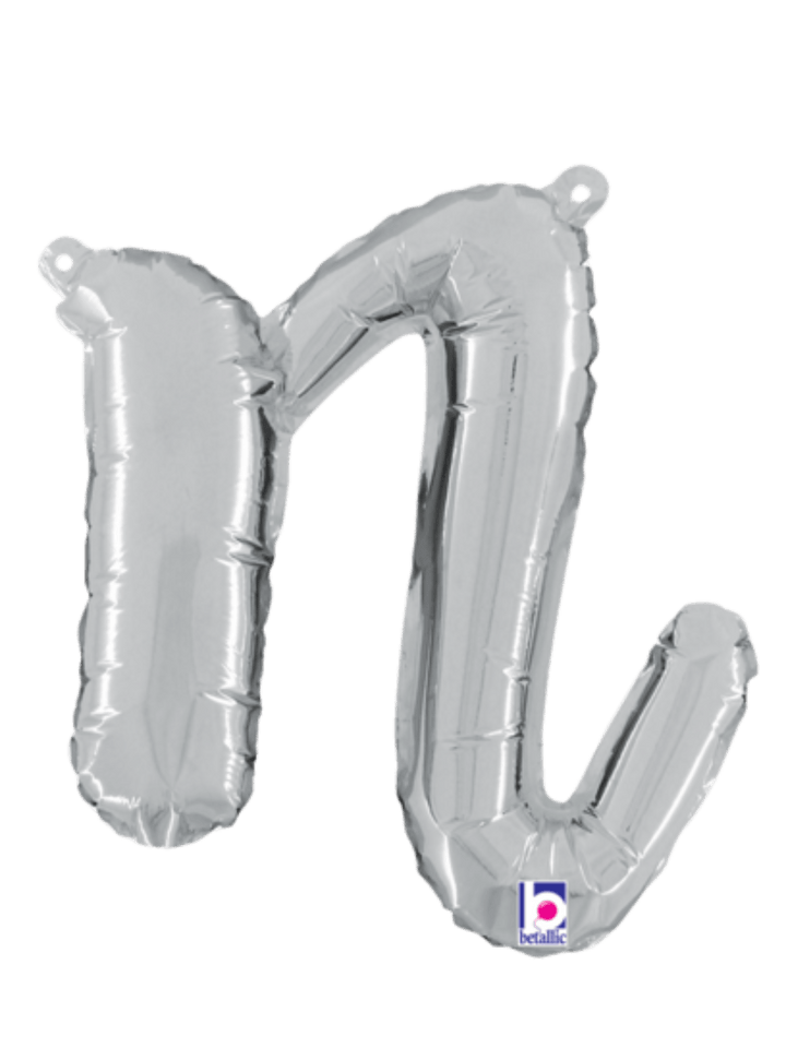 Foil Balloon Script Letter Silver - balloonsplaceusa