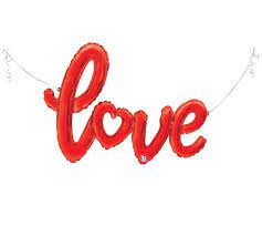 Foil Balloon Script Red Love With Heart 47inch - balloonsplaceusa