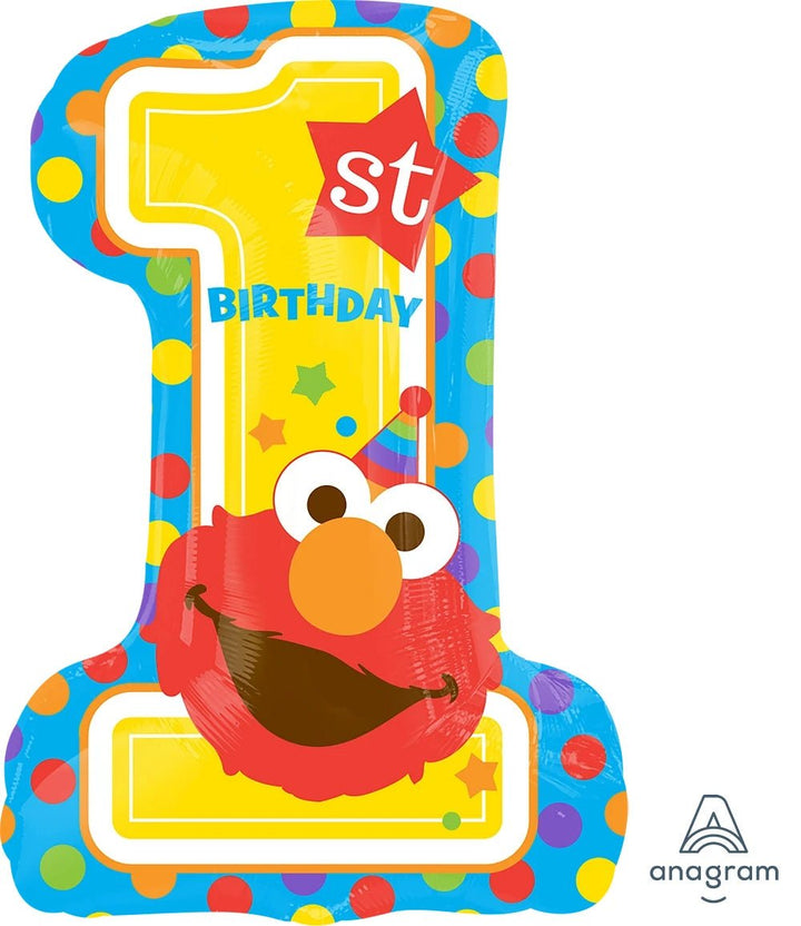 Foil Balloon Sesame Street 1st Birthday 28inch - balloonsplaceusa