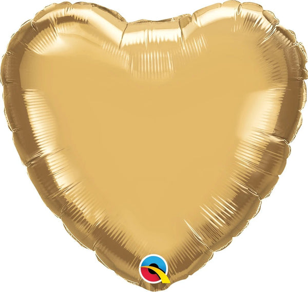 Foil Balloon Shiny Gold Heart 18inch - balloonsplaceusa