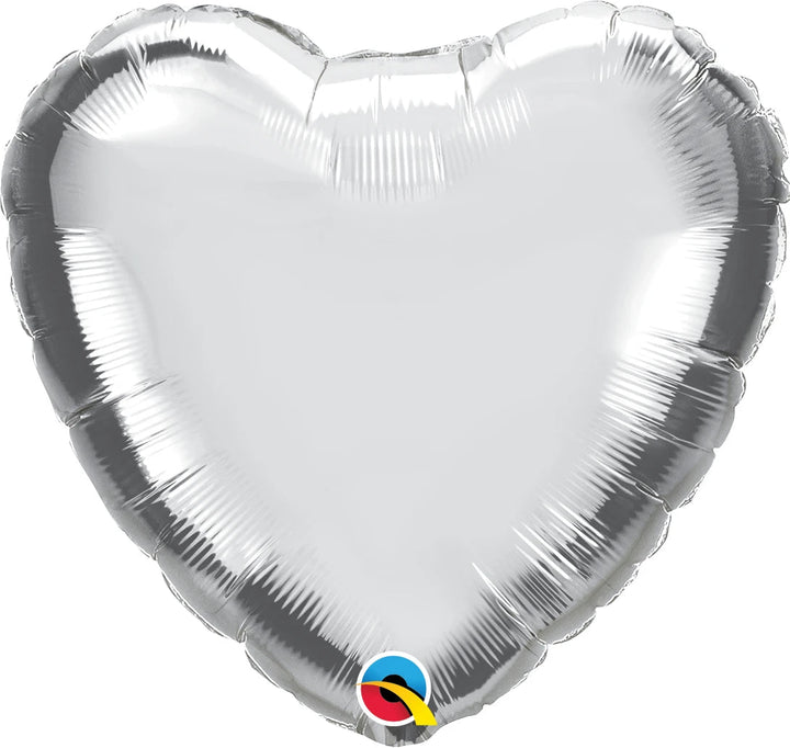 Foil Balloon Shiny Silver Heart 18inch - balloonsplaceusa