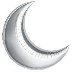 Foil Balloon Silver Crescent Moon 9inch - balloonsplaceusa