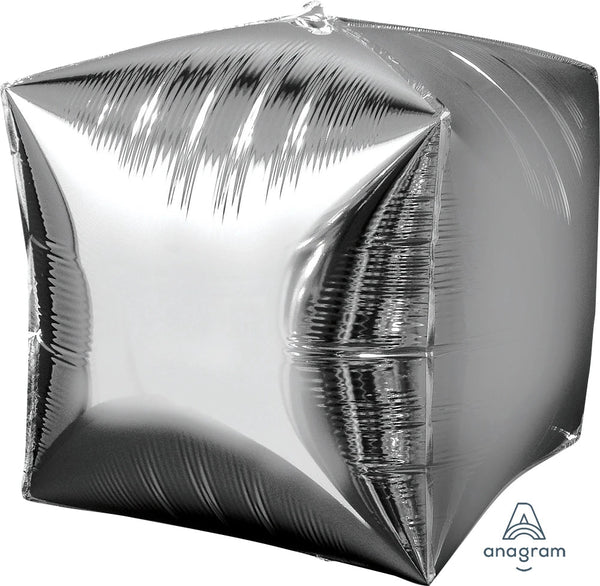 Foil Balloon Silver Cubez 16inch - balloonsplaceusa