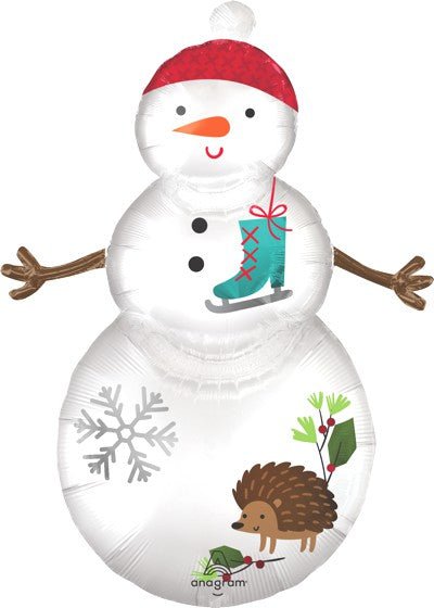 Foil Balloon Sitting Snowman 34inch - balloonsplaceusa