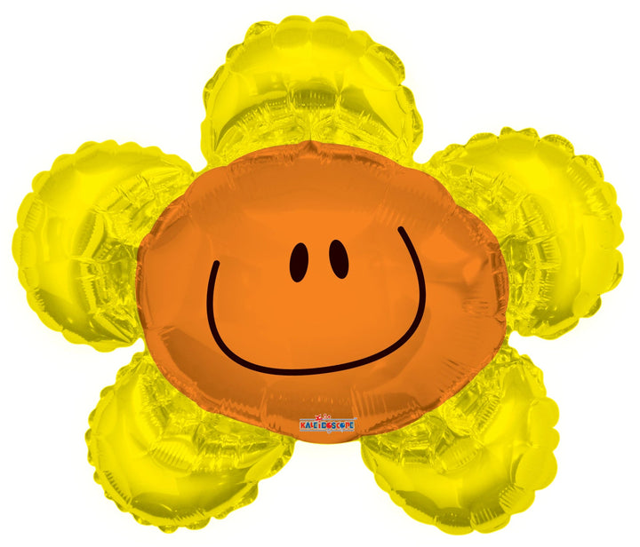 Foil Balloon Smiling Flower Yellow 14inch - balloonsplaceusa