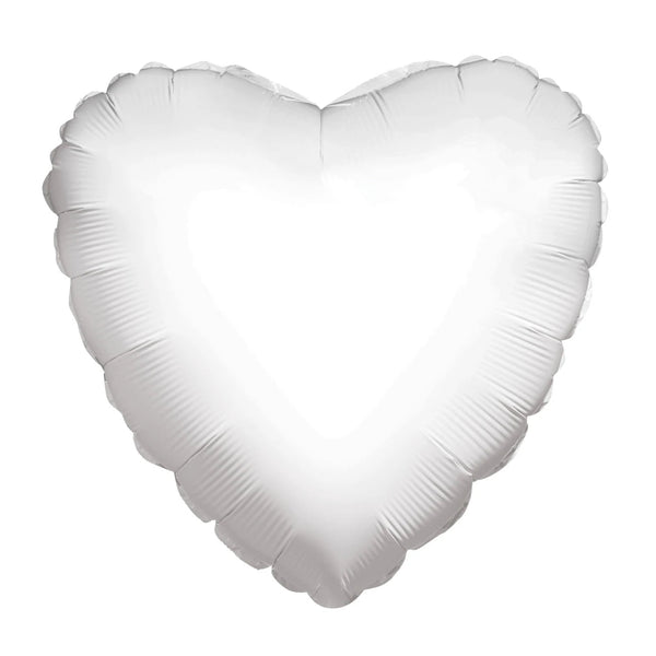 Foil Balloon Solid Heart White 18inch - balloonsplaceusa