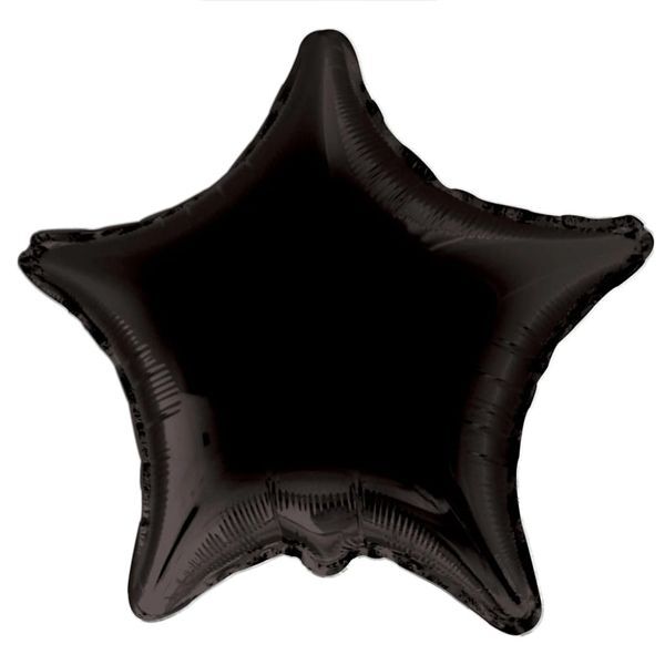 Foil Balloon Solid Star Black 18inch - balloonsplaceusa