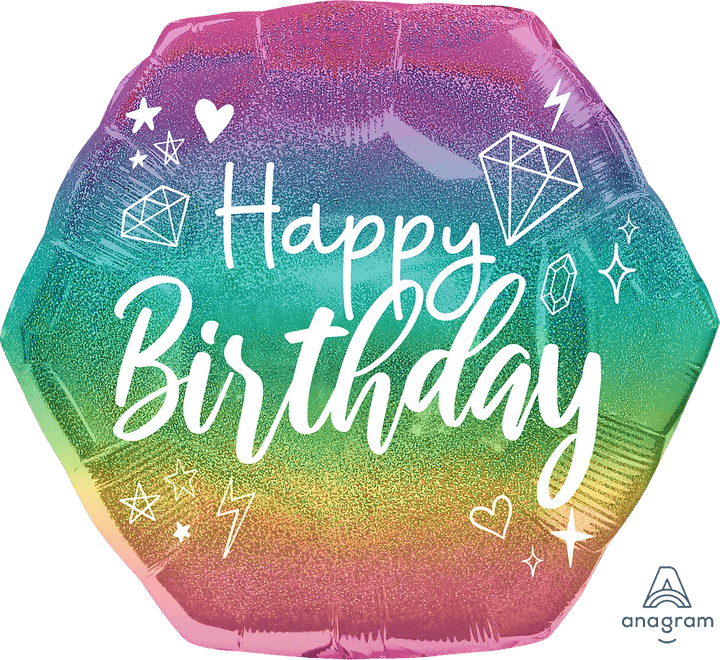 Foil Balloon Sparkle Birthday Holographic 23inch - balloonsplaceusa