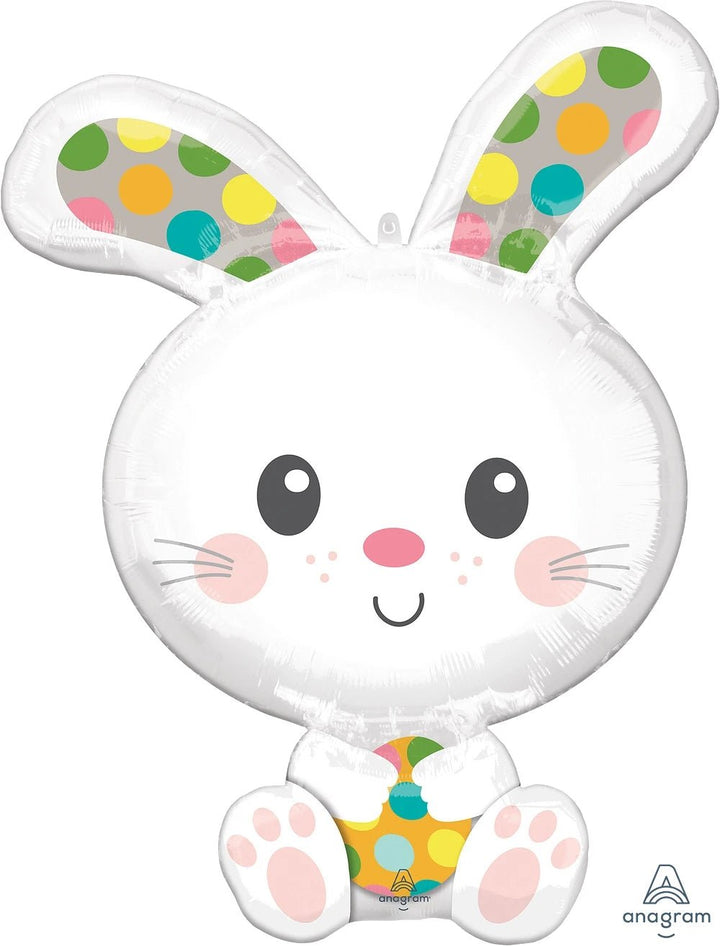Foil Balloon Spotted Easter Bunny 29inch - balloonsplaceusa