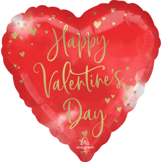 Foil Balloon Valentine Hearts &Amp; Script Gold 18inch - balloonsplaceusa