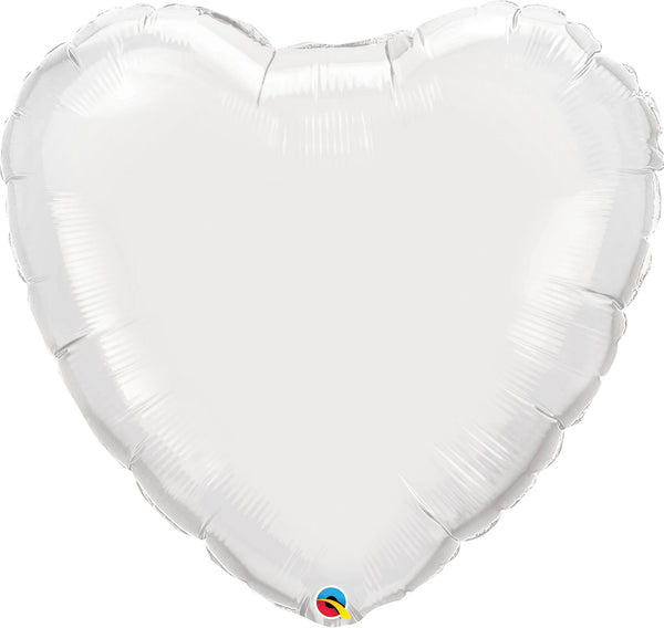 Foil Balloon White Heart Foil 36inch - balloonsplaceusa