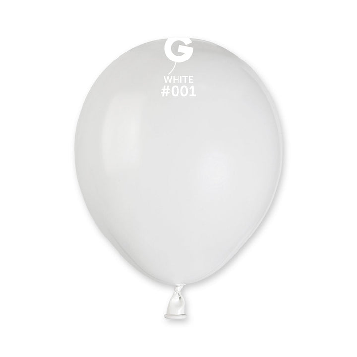 Gemar Latex Balloon #001 White 5inch 100 Count Solid Color - balloonsplaceusa