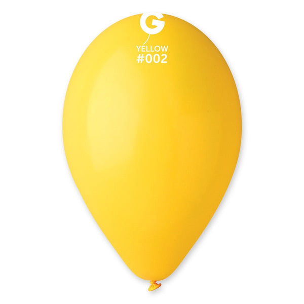 Gemar Latex Balloon #002 Yellow 12inch 50 Count Solid Color - balloonsplaceusa