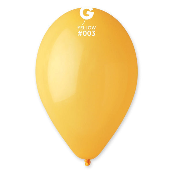 Gemar Latex Balloon #003 Yellow 12inch 50 Count Solid Color - balloonsplaceusa
