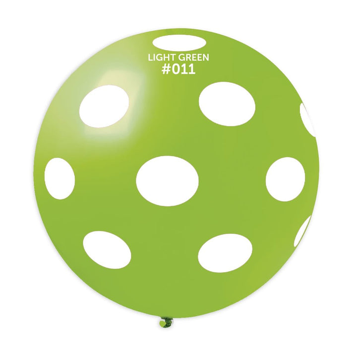 Gemar Latex Balloon #011 Light Green Polka Dots White Printed 31inch 1 Count Solid Color - balloonsplaceusa