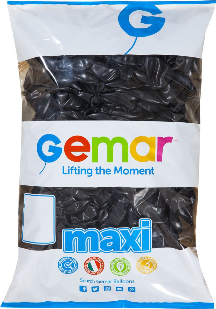 Gemar Latex Balloon #014 Black 12inch 500 Count Solid Color - balloonsplaceusa