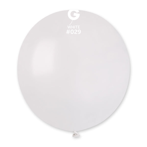 Gemar Latex Balloon #029 White 19inch 25 Count Metal Color - balloonsplaceusa