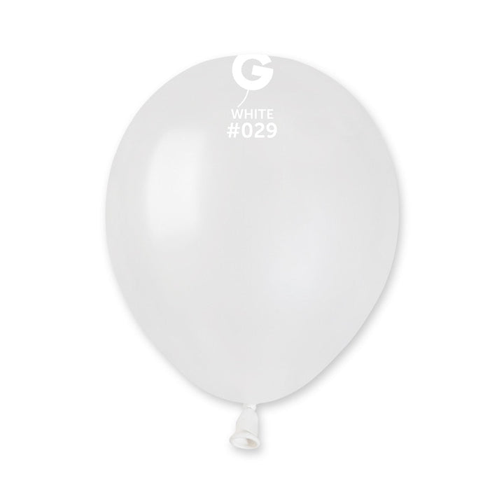 Gemar Latex Balloon #029 White 5inch 100 Count Metal Color - balloonsplaceusa