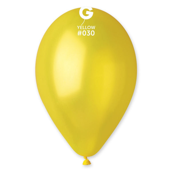 Gemar Latex Balloon #030 Yellow 12inch 50 Count Metal Color - balloonsplaceusa