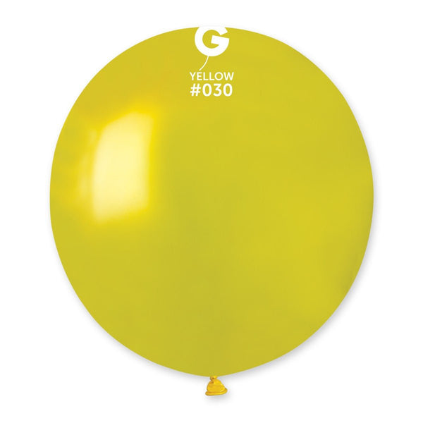 Gemar Latex Balloon #030 Yellow 19inch 25 Count Metal Color - balloonsplaceusa
