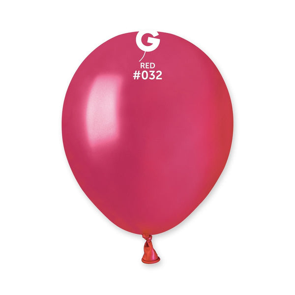 Gemar Latex Balloon #032 Red 5inch 100 Count Metal Color - balloonsplaceusa