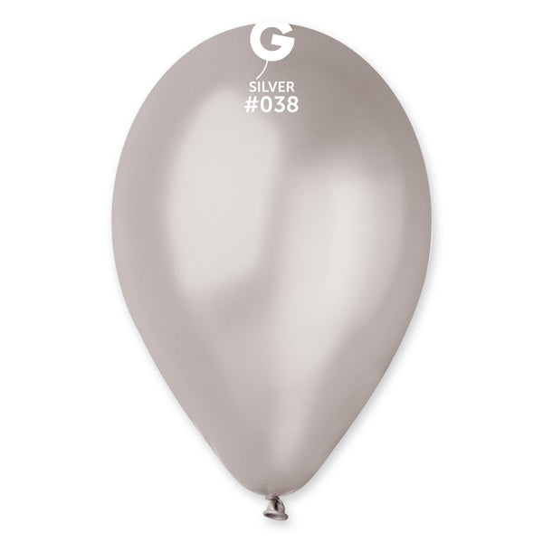 Gemar Latex Balloon #038 Silver 12inch 50 Count Metal Color - balloonsplaceusa