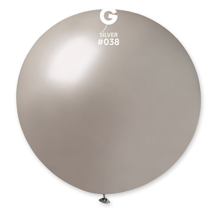 Gemar Latex Balloon #038 Silver 31inch 1 Count Metal Color - balloonsplaceusa