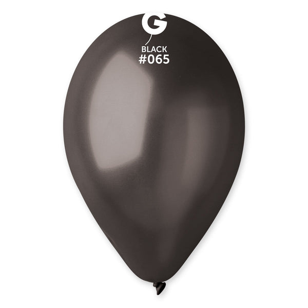 Gemar Latex Balloon #065 Black 12inch 50 Count Metal Color - balloonsplaceusa