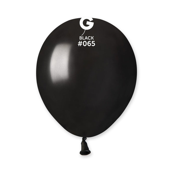 Gemar Latex Balloon #065 Black 5inch 100 Count Metal Color - balloonsplaceusa