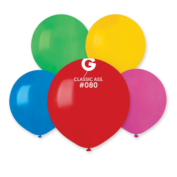 Gemar Latex Balloon #080 Assorted 19inch 25 Count Solid Color - balloonsplaceusa