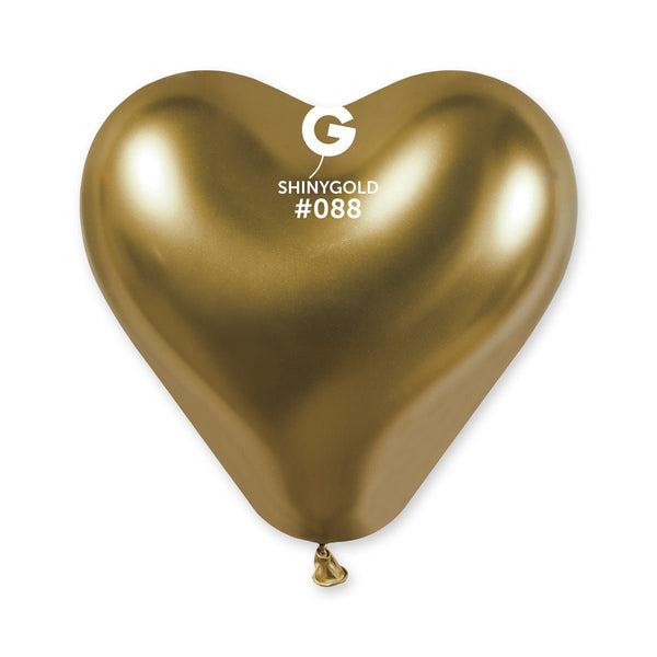 Gemar Latex Balloon #088 Gold 12inch 25 Count Shiny Color (Heart Shape) - balloonsplaceusa