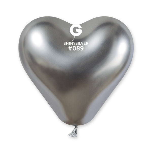Gemar Latex Balloon #089 Silver 12inch 25 Count Shiny Color (Heart Shape) - balloonsplaceusa